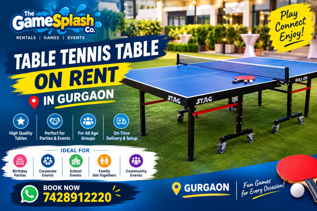 Table tennis table on rent in Gurgaon with free delivery and setup for parties and corporate events